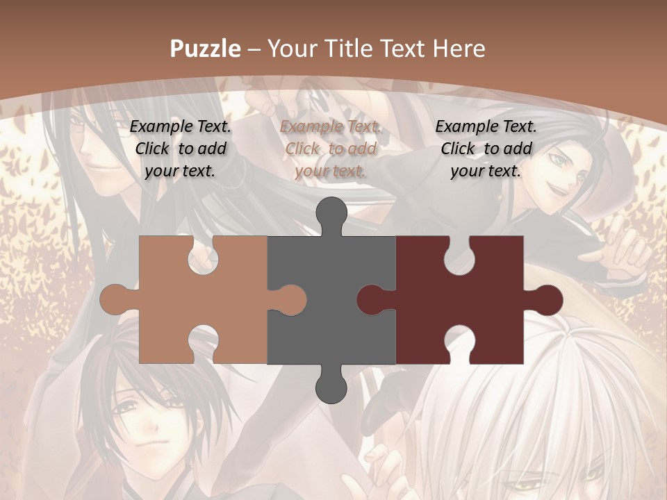 A Group Of Anime Characters With A Brown Background PowerPoint Template