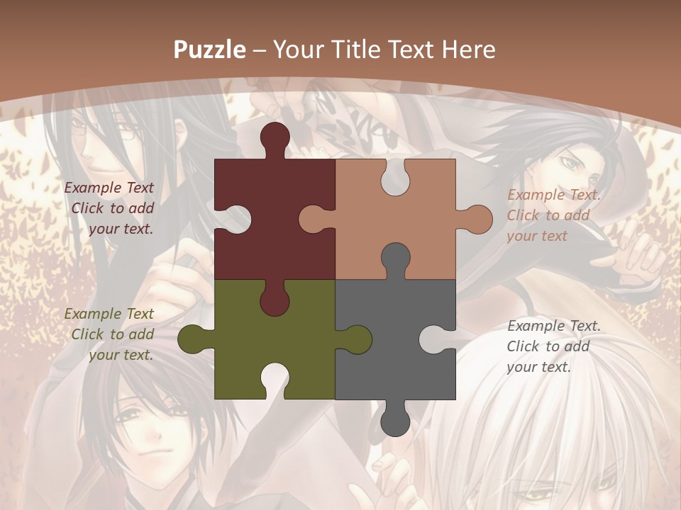 A Group Of Anime Characters With A Brown Background PowerPoint Template