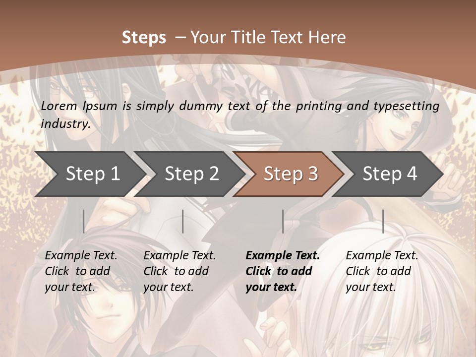 A Group Of Anime Characters With A Brown Background PowerPoint Template
