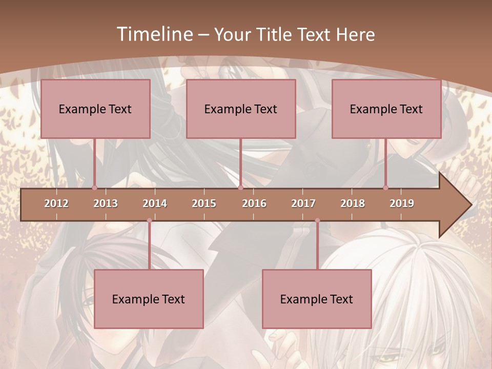 A Group Of Anime Characters With A Brown Background PowerPoint Template