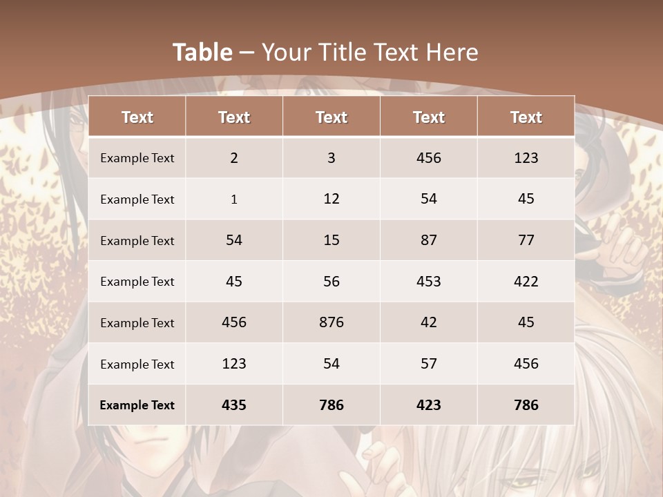 A Group Of Anime Characters With A Brown Background PowerPoint Template