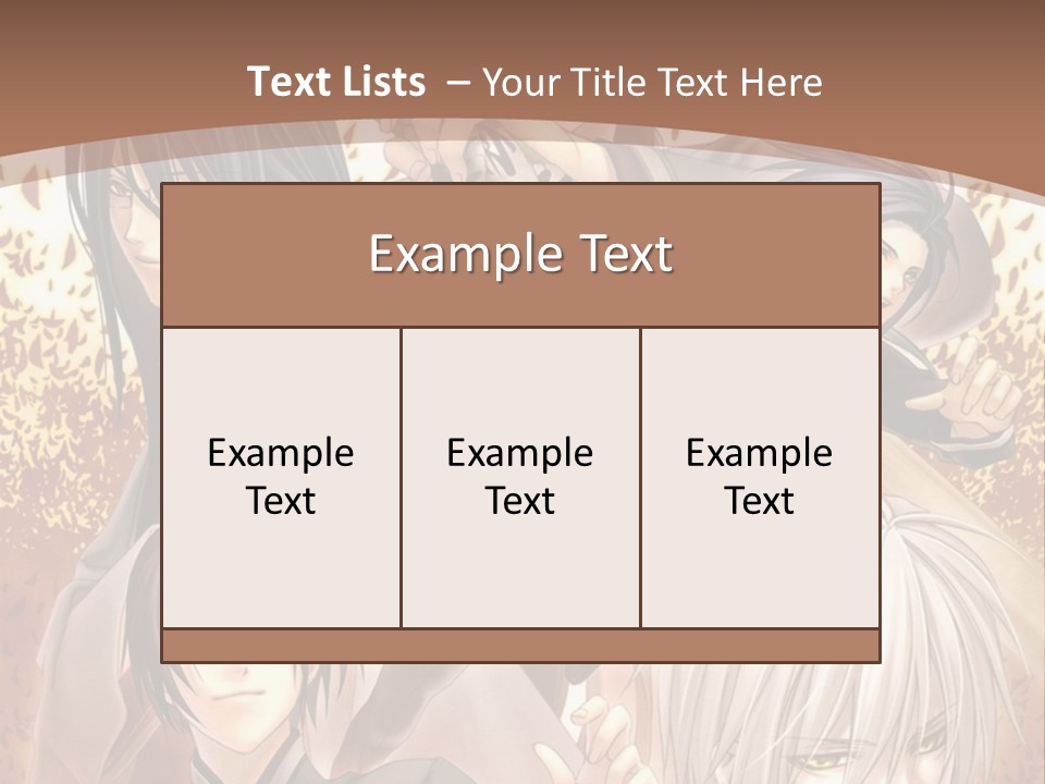 A Group Of Anime Characters With A Brown Background PowerPoint Template