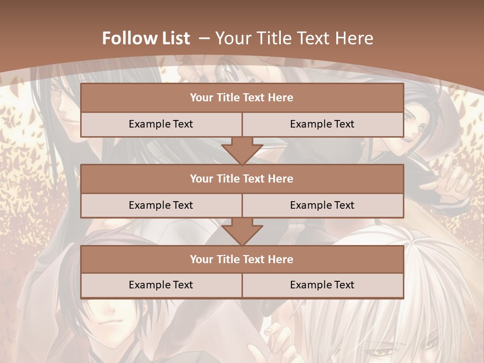 A Group Of Anime Characters With A Brown Background PowerPoint Template