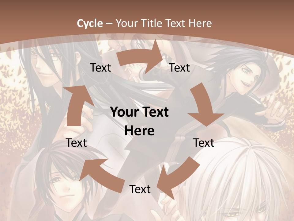 A Group Of Anime Characters With A Brown Background PowerPoint Template