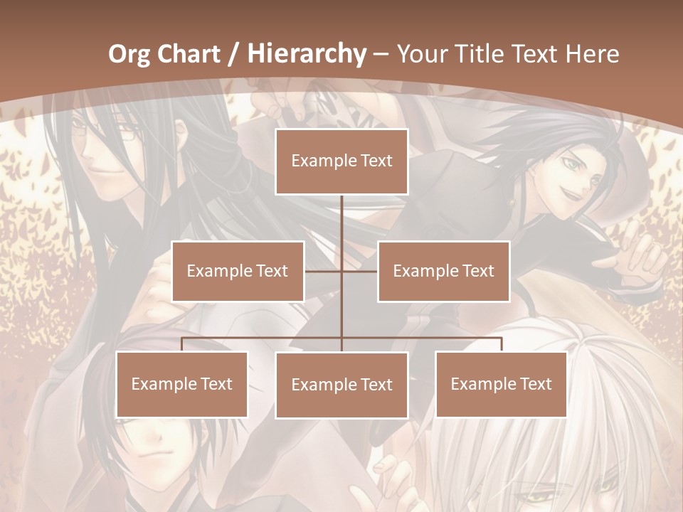 A Group Of Anime Characters With A Brown Background PowerPoint Template