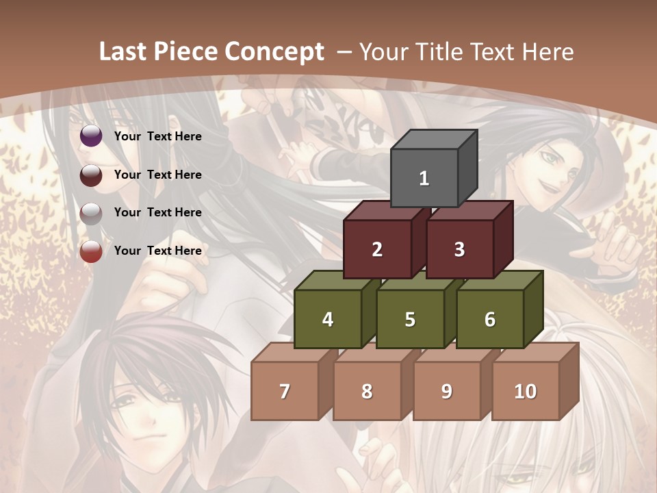 A Group Of Anime Characters With A Brown Background PowerPoint Template