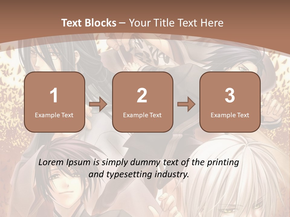 A Group Of Anime Characters With A Brown Background PowerPoint Template