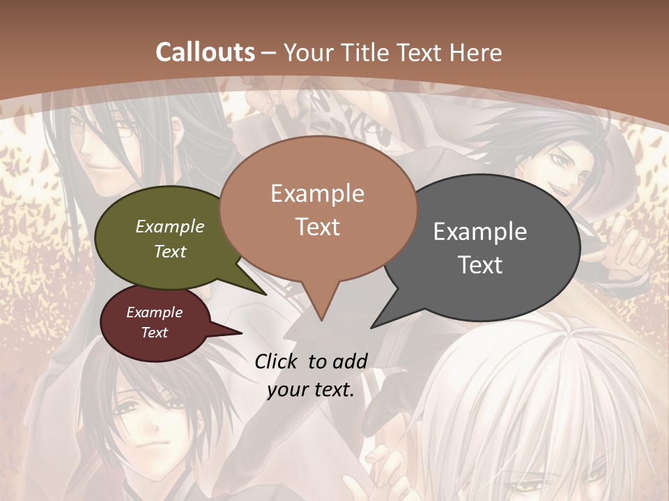 A Group Of Anime Characters With A Brown Background PowerPoint Template