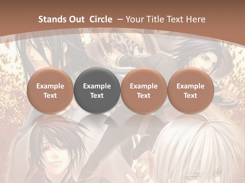 A Group Of Anime Characters With A Brown Background PowerPoint Template