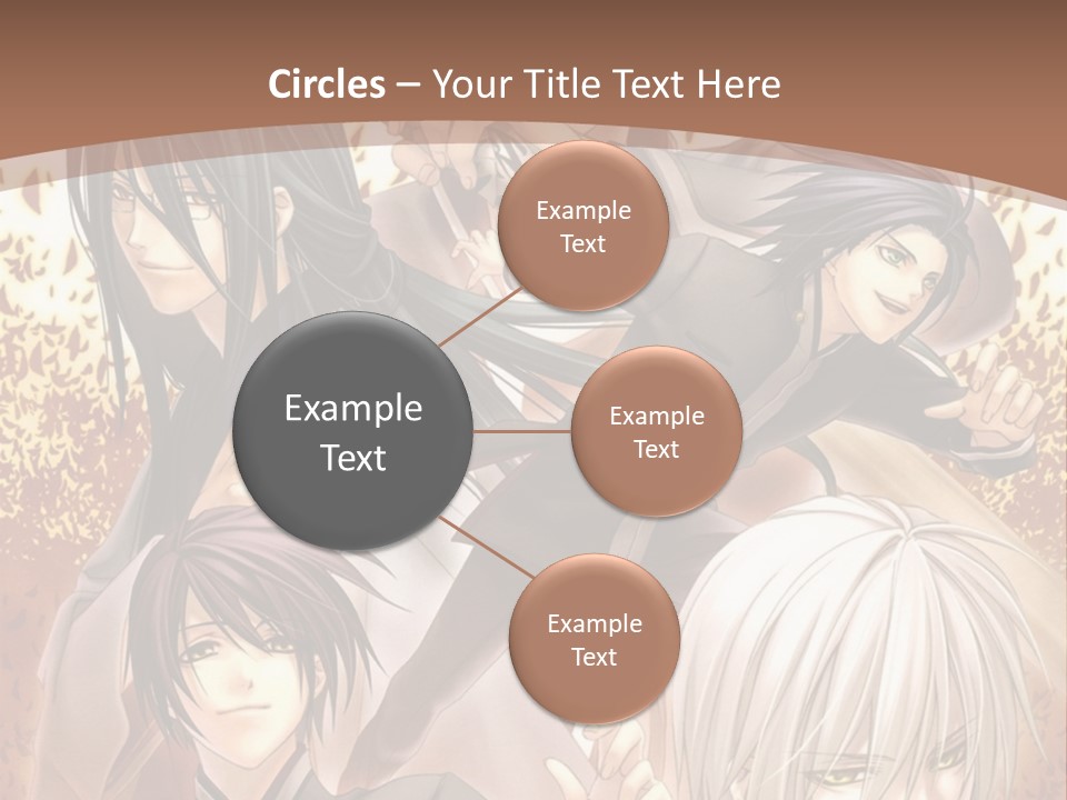 A Group Of Anime Characters With A Brown Background PowerPoint Template