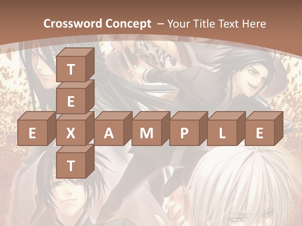 A Group Of Anime Characters With A Brown Background PowerPoint Template