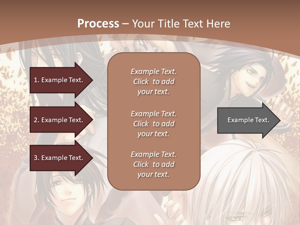 A Group Of Anime Characters With A Brown Background PowerPoint Template