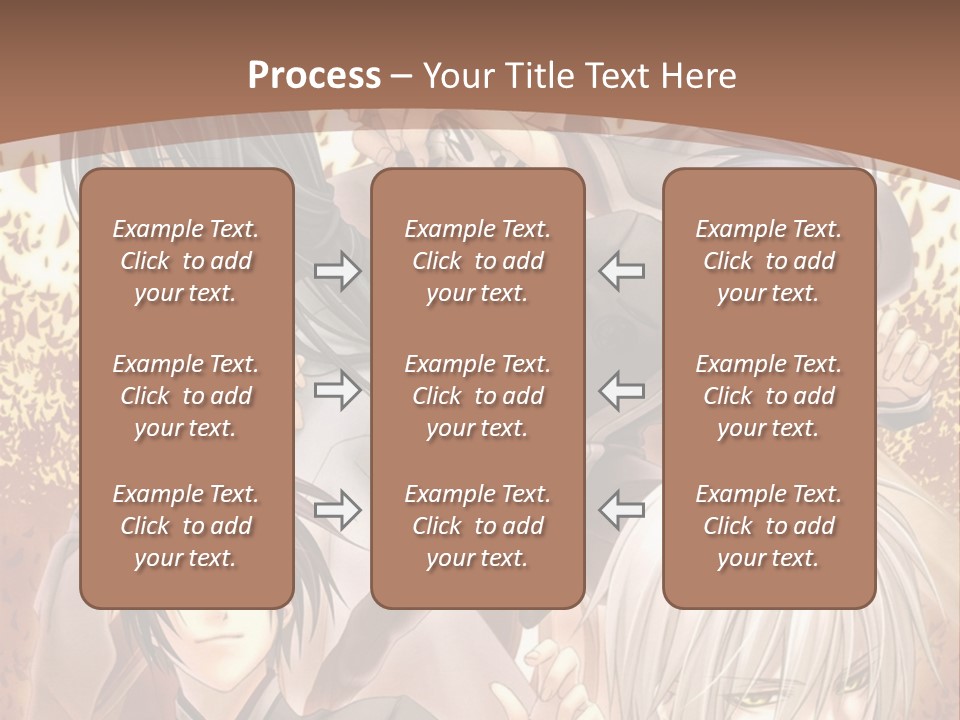 A Group Of Anime Characters With A Brown Background PowerPoint Template