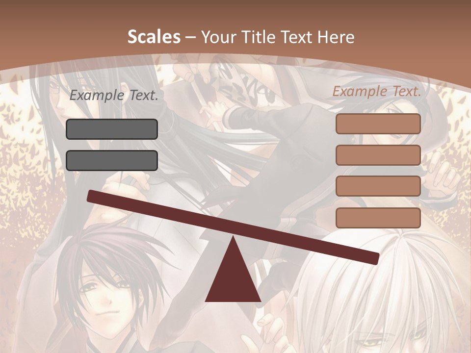 A Group Of Anime Characters With A Brown Background PowerPoint Template
