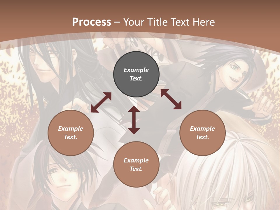 A Group Of Anime Characters With A Brown Background PowerPoint Template