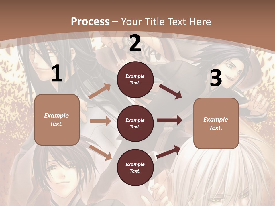 A Group Of Anime Characters With A Brown Background PowerPoint Template