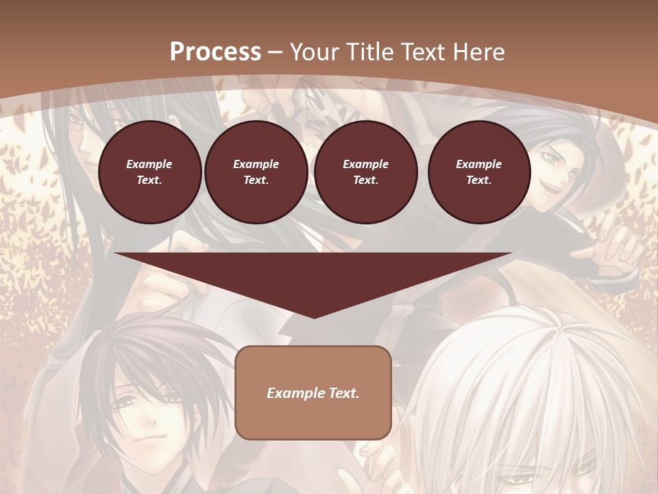 A Group Of Anime Characters With A Brown Background PowerPoint Template