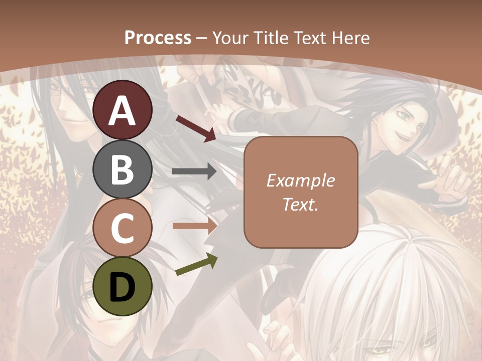 A Group Of Anime Characters With A Brown Background PowerPoint Template