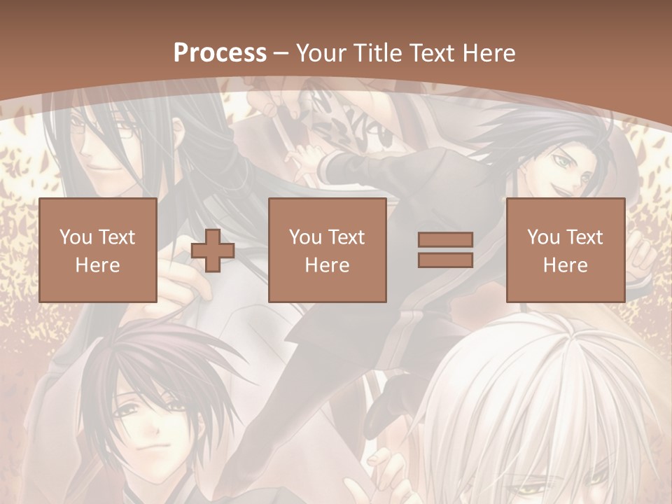 A Group Of Anime Characters With A Brown Background PowerPoint Template
