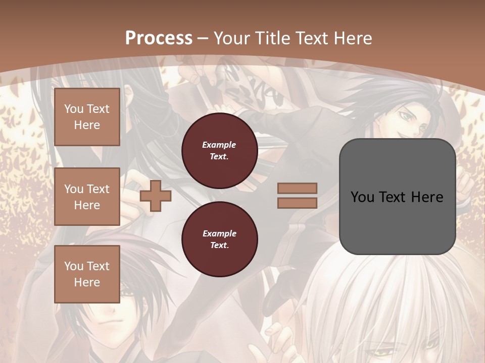 A Group Of Anime Characters With A Brown Background PowerPoint Template