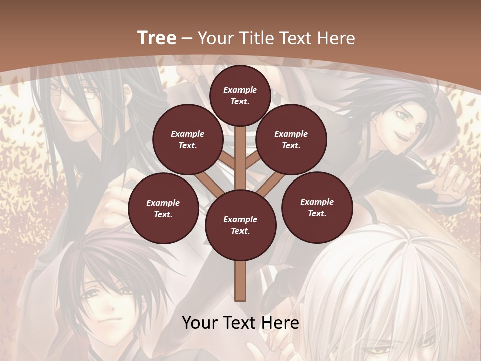 A Group Of Anime Characters With A Brown Background PowerPoint Template