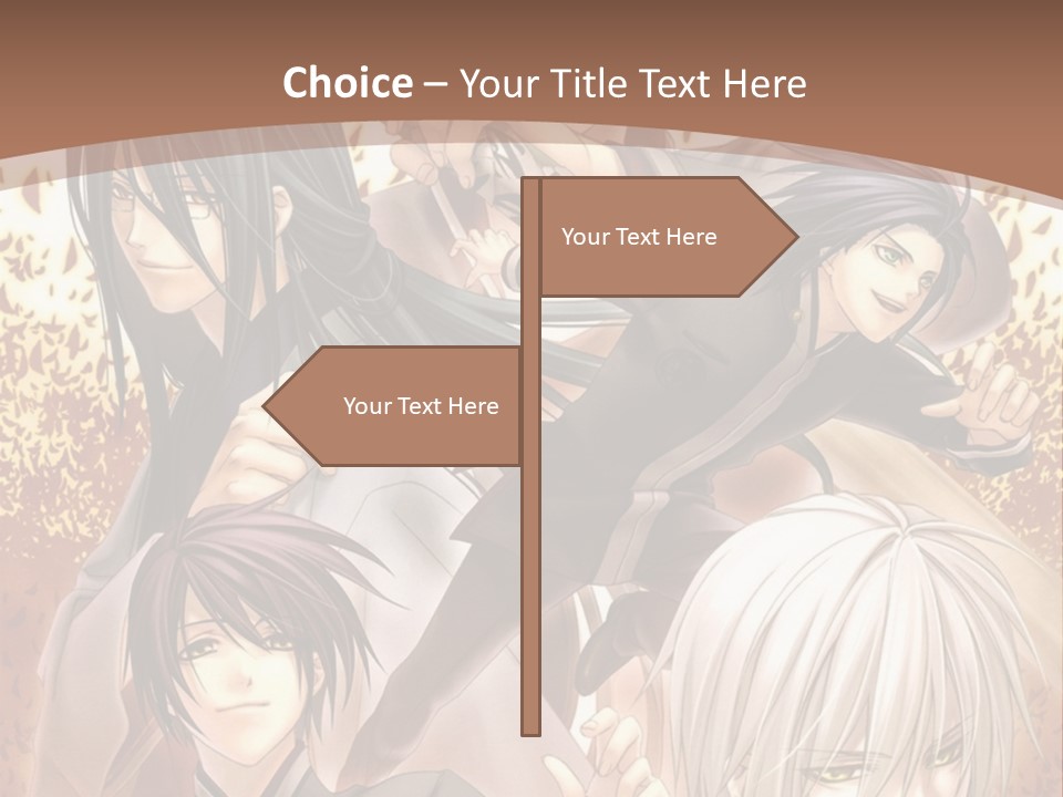 A Group Of Anime Characters With A Brown Background PowerPoint Template