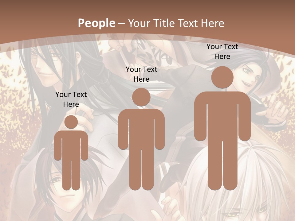 A Group Of Anime Characters With A Brown Background PowerPoint Template