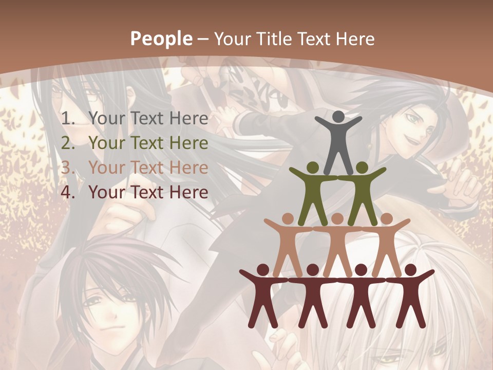 A Group Of Anime Characters With A Brown Background PowerPoint Template