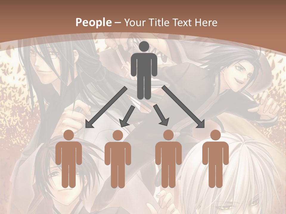 A Group Of Anime Characters With A Brown Background PowerPoint Template