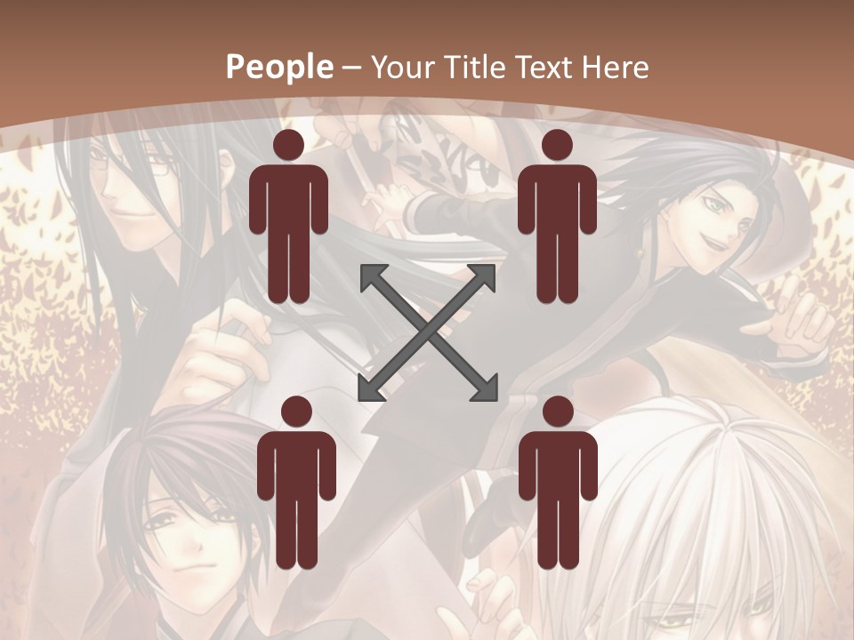 A Group Of Anime Characters With A Brown Background PowerPoint Template