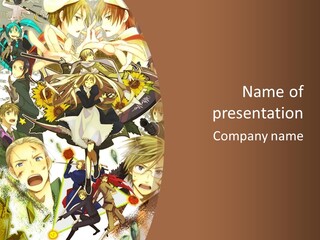 A Group Of Anime Characters With A Brown Background PowerPoint Template