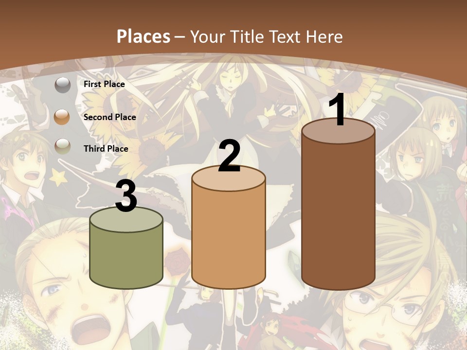 A Group Of Anime Characters With A Brown Background PowerPoint Template