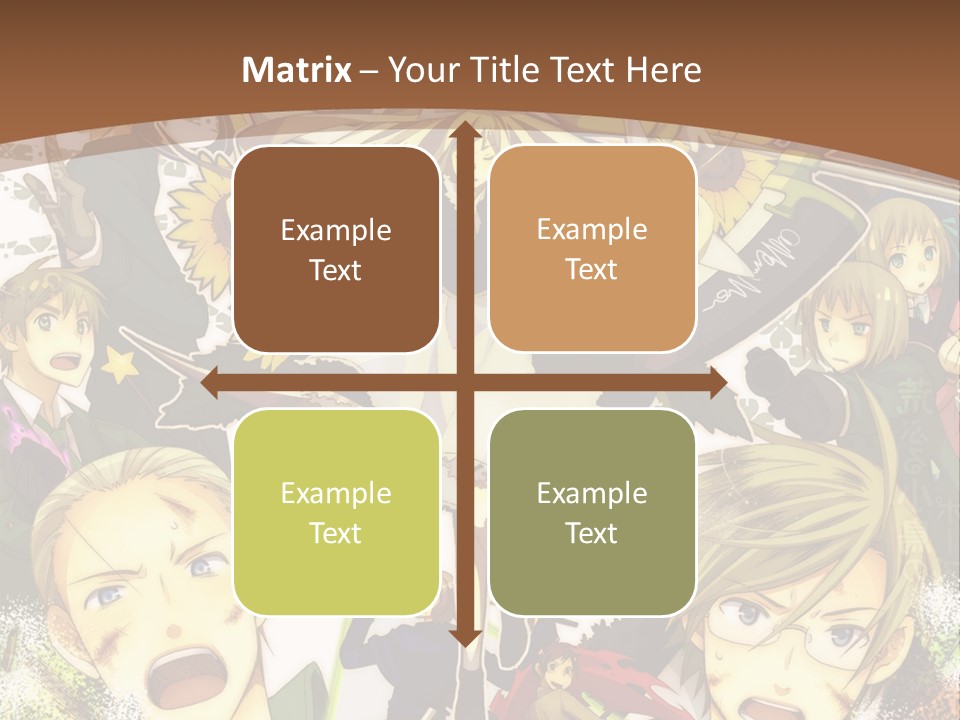 A Group Of Anime Characters With A Brown Background PowerPoint Template