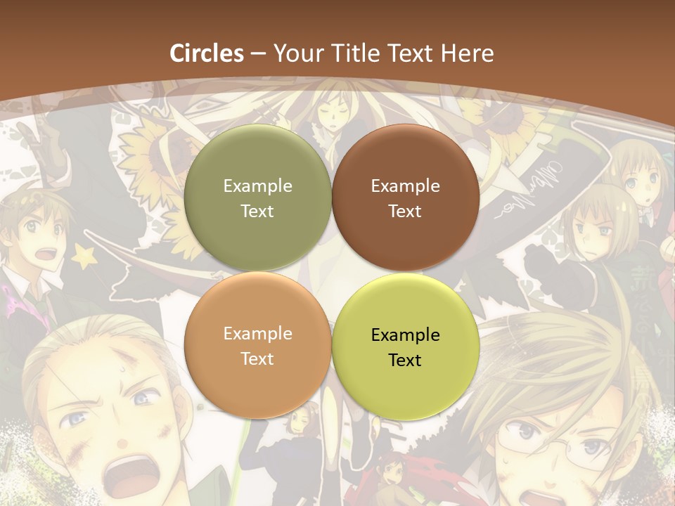 A Group Of Anime Characters With A Brown Background PowerPoint Template