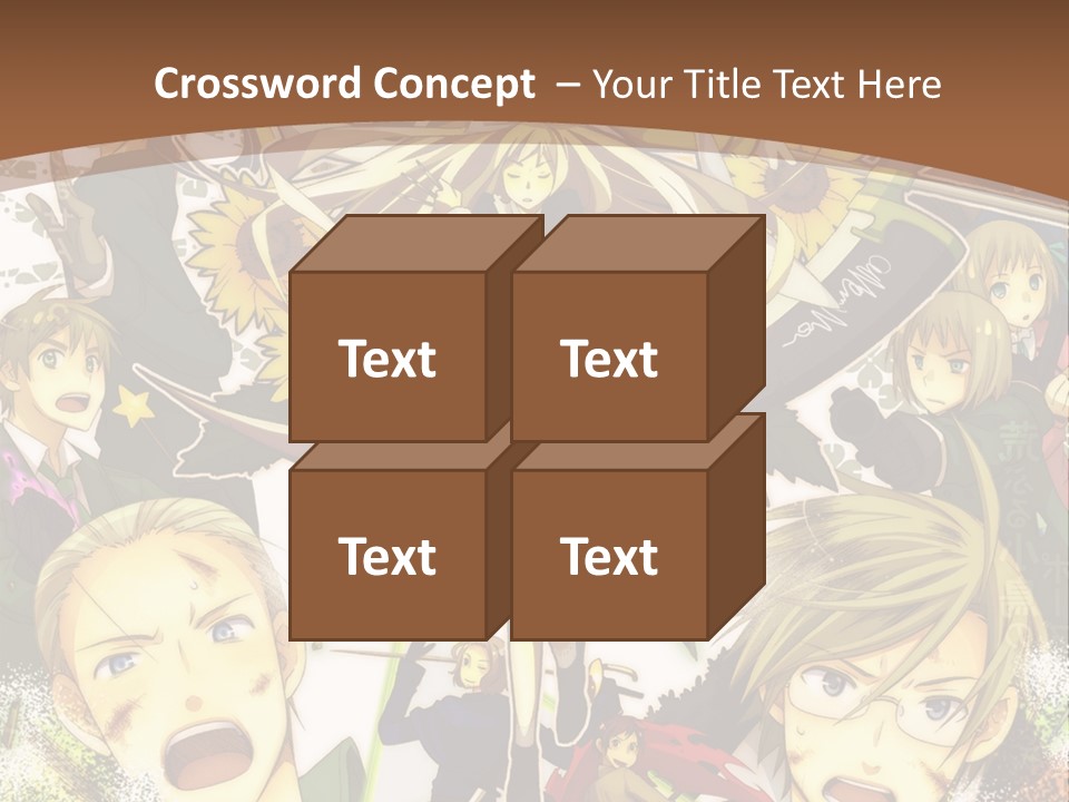 A Group Of Anime Characters With A Brown Background PowerPoint Template