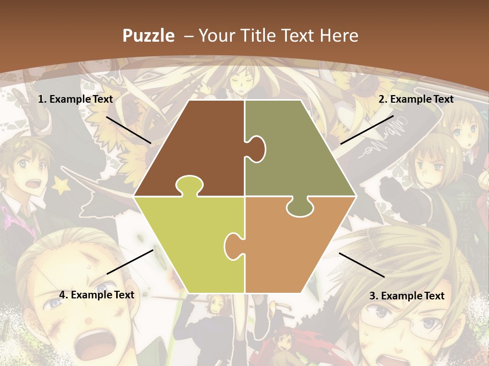 A Group Of Anime Characters With A Brown Background PowerPoint Template