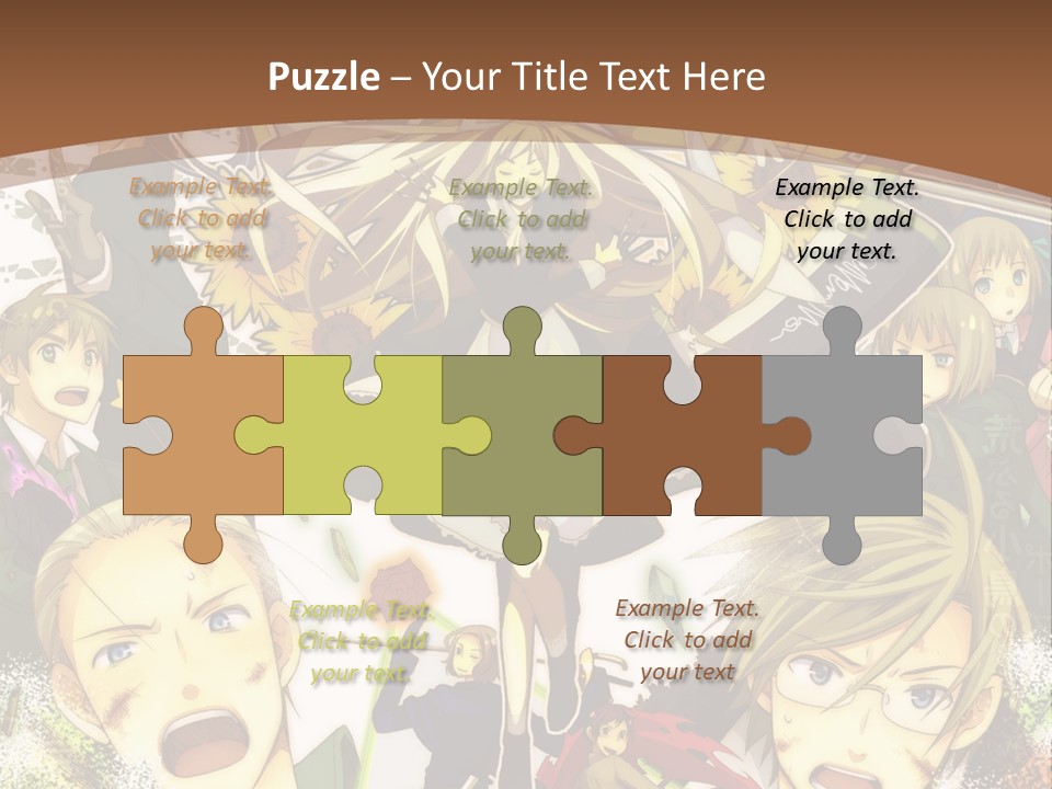 A Group Of Anime Characters With A Brown Background PowerPoint Template