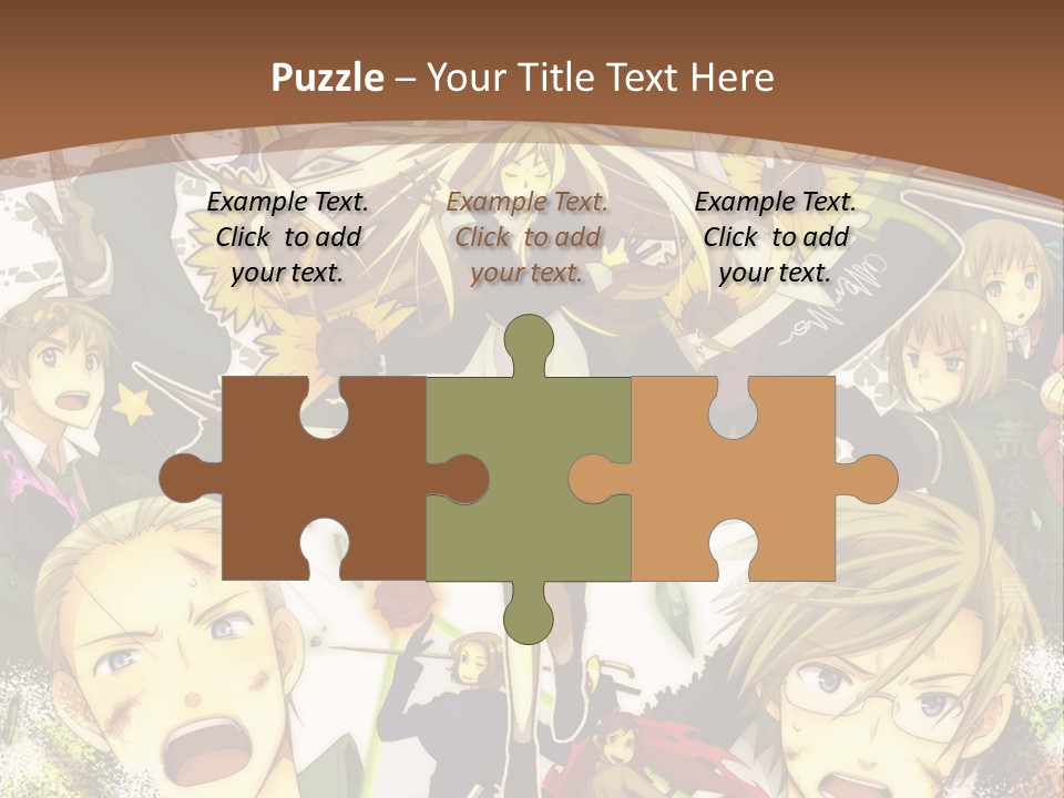 A Group Of Anime Characters With A Brown Background PowerPoint Template