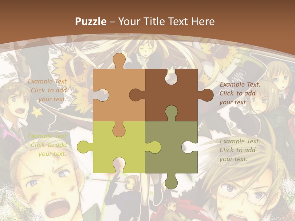 A Group Of Anime Characters With A Brown Background PowerPoint Template