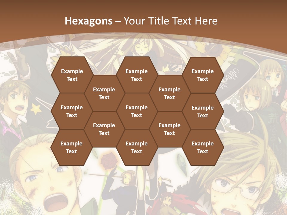 A Group Of Anime Characters With A Brown Background PowerPoint Template