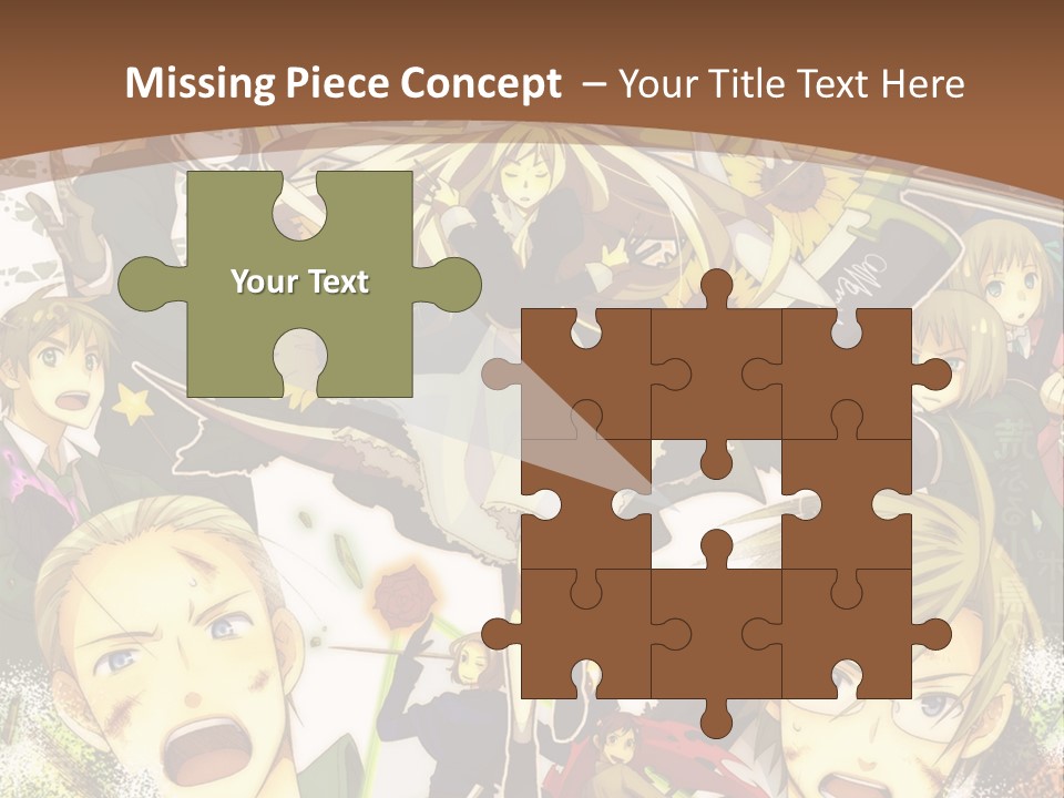 A Group Of Anime Characters With A Brown Background PowerPoint Template