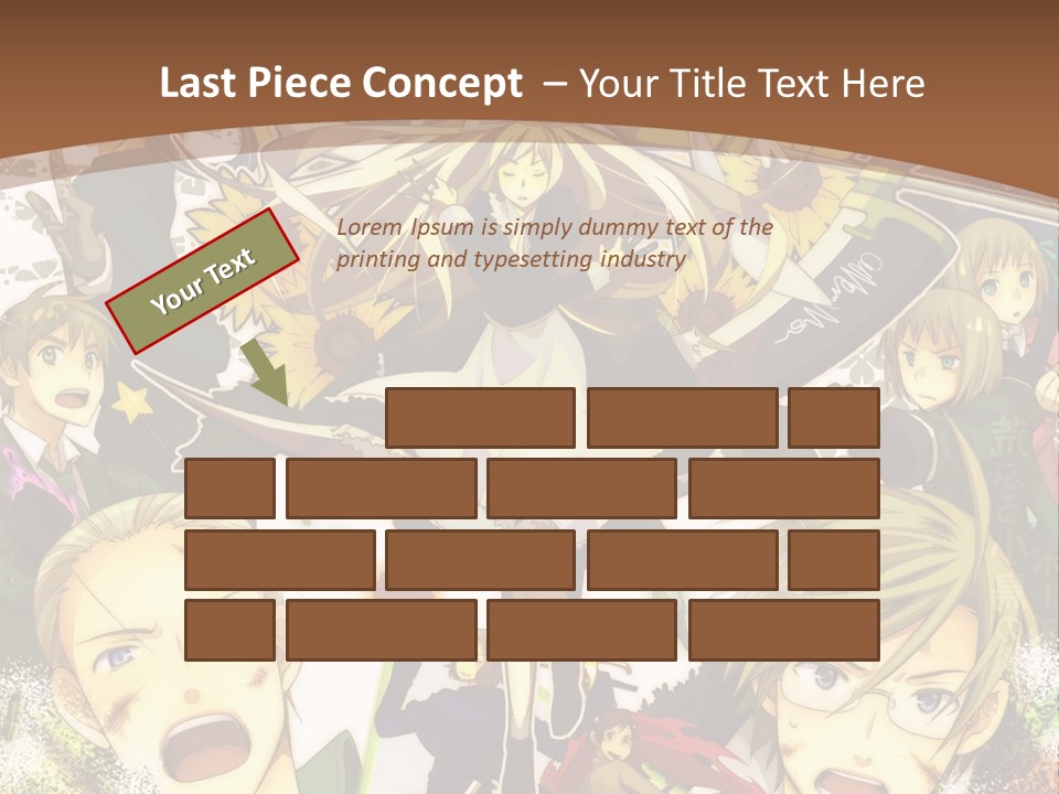 A Group Of Anime Characters With A Brown Background PowerPoint Template