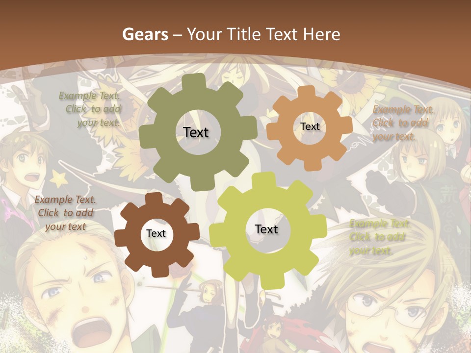 A Group Of Anime Characters With A Brown Background PowerPoint Template