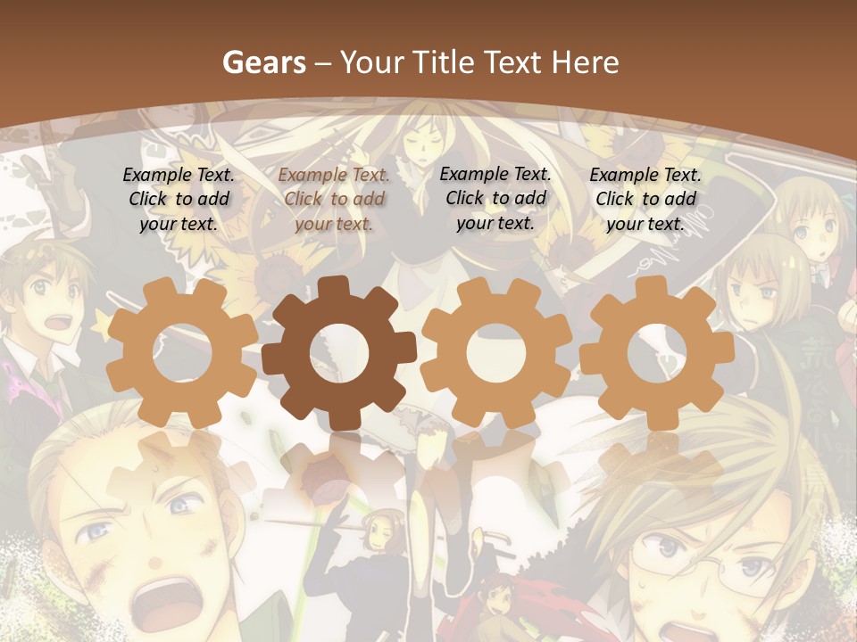 A Group Of Anime Characters With A Brown Background PowerPoint Template