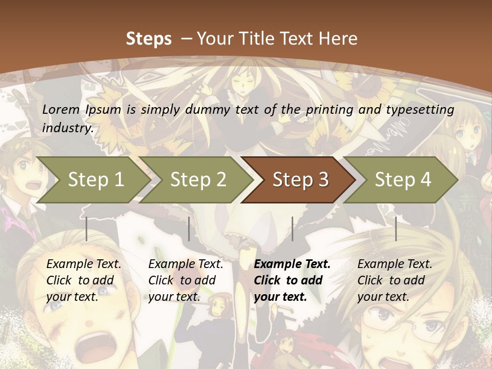 A Group Of Anime Characters With A Brown Background PowerPoint Template