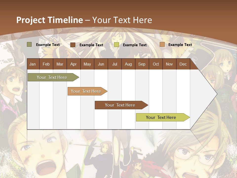 A Group Of Anime Characters With A Brown Background PowerPoint Template