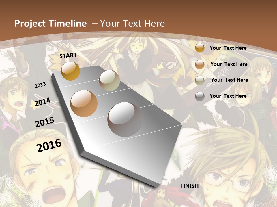 A Group Of Anime Characters With A Brown Background PowerPoint Template