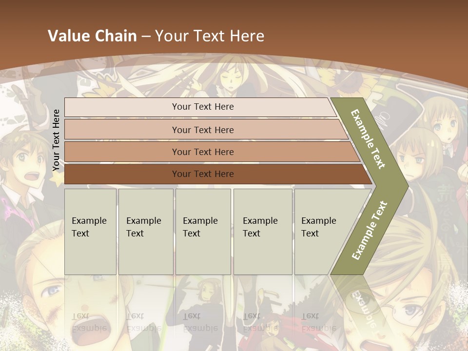 A Group Of Anime Characters With A Brown Background PowerPoint Template