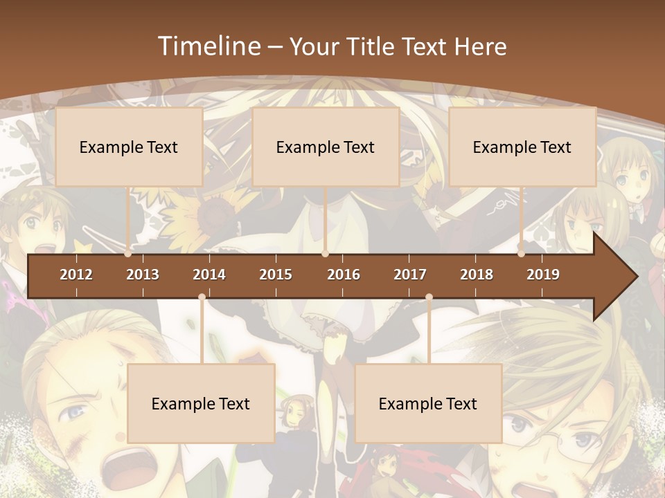 A Group Of Anime Characters With A Brown Background PowerPoint Template