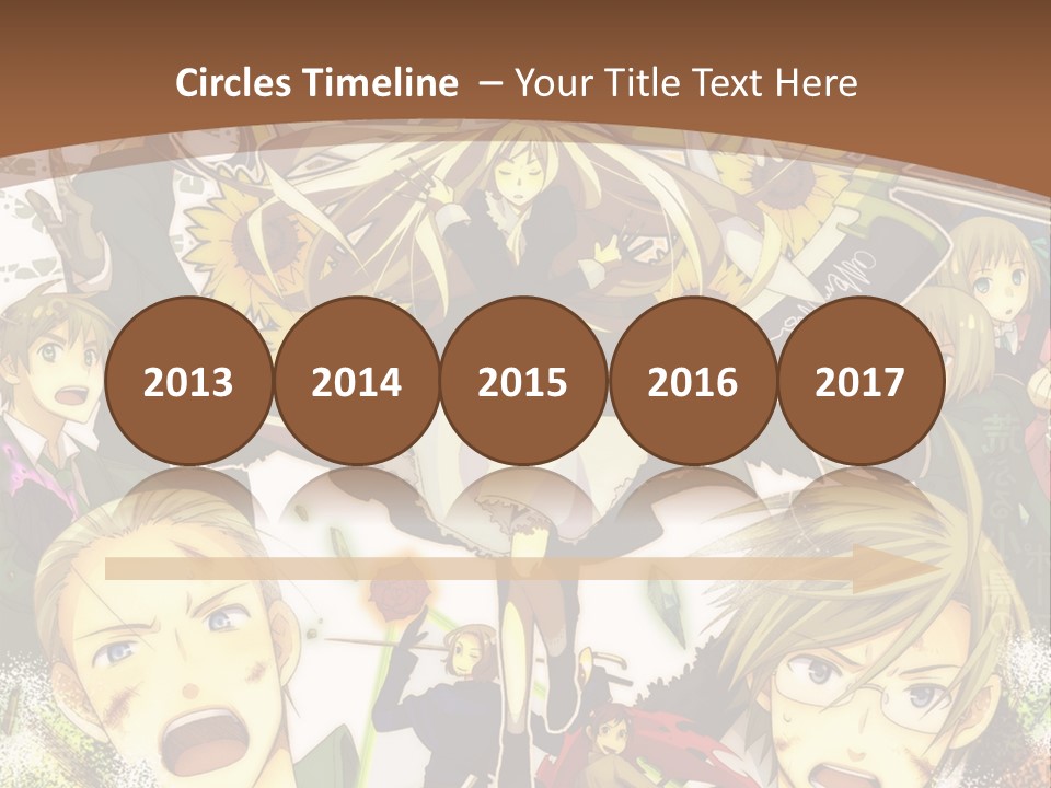 A Group Of Anime Characters With A Brown Background PowerPoint Template